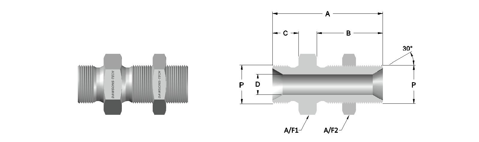 09 Bulkhead Male Adapter BSP (Parallel) Thread With Lock Nut-Model